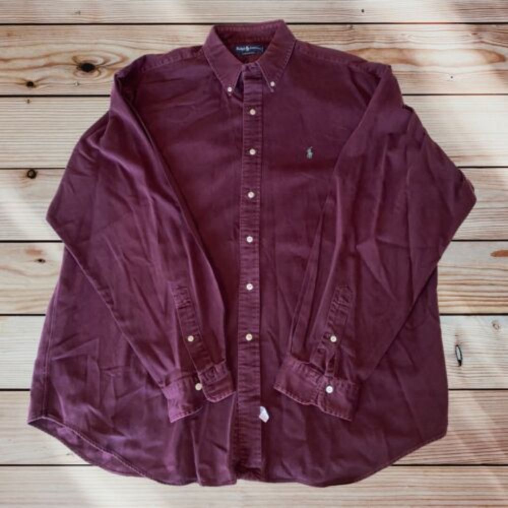 Vintage Polo Ralph Lauren Button Up Shirt Mens XXL Red Maroon Blaire Deadstock